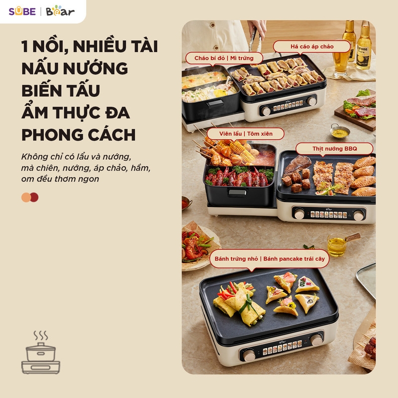 [SALE 20/10] Nồi lẩu nướng đa năng Bear 4L GR-5H22R83